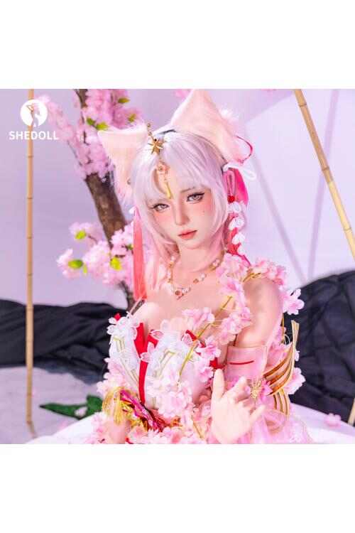 [SHEDOLL] 顧小雨 168cm 原神·胡桃 粉紅白蕾絲戰袍|39.5℃灼熱D杯|減重植毛體|二次元純欲核爆